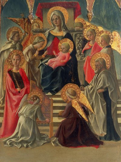 Madonna und Kind auf dem Thron mit Engeln und Heiligen von Fra Filippo Lippi